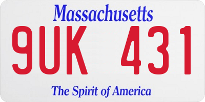 MA license plate 9UK431