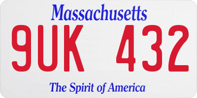 MA license plate 9UK432
