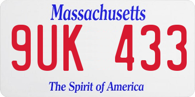 MA license plate 9UK433