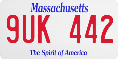 MA license plate 9UK442