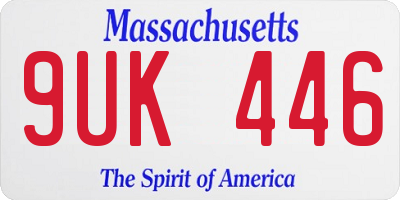 MA license plate 9UK446