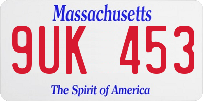 MA license plate 9UK453