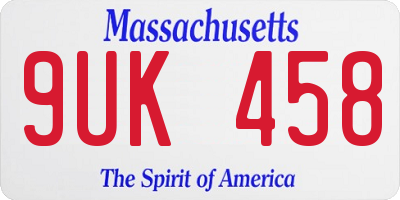MA license plate 9UK458