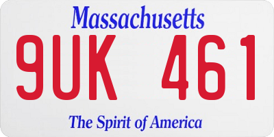 MA license plate 9UK461