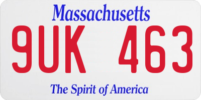 MA license plate 9UK463