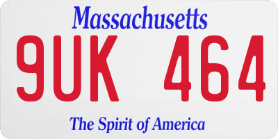 MA license plate 9UK464