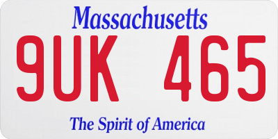 MA license plate 9UK465