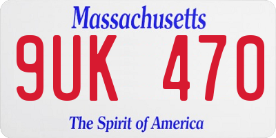 MA license plate 9UK470