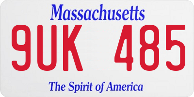 MA license plate 9UK485