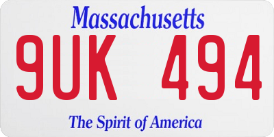 MA license plate 9UK494
