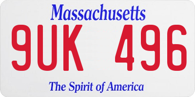 MA license plate 9UK496