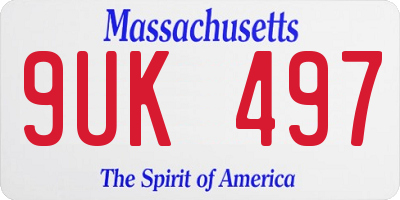 MA license plate 9UK497