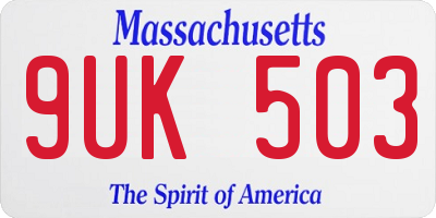 MA license plate 9UK503