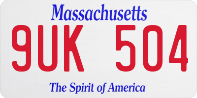 MA license plate 9UK504