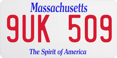 MA license plate 9UK509