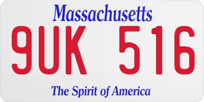 MA license plate 9UK516
