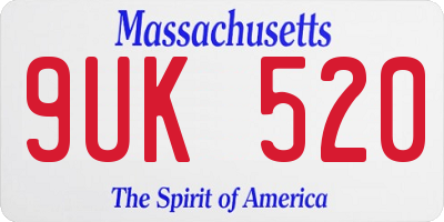 MA license plate 9UK520