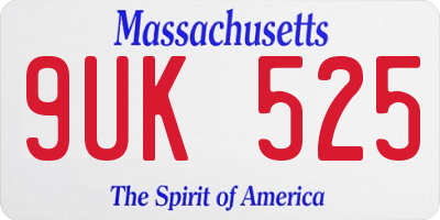 MA license plate 9UK525