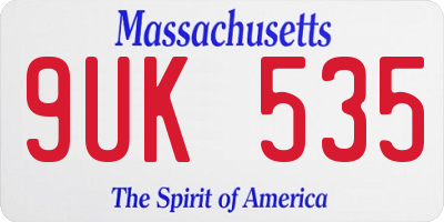 MA license plate 9UK535