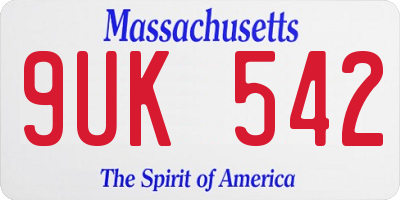 MA license plate 9UK542