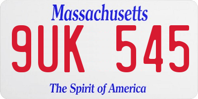 MA license plate 9UK545