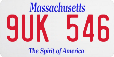 MA license plate 9UK546