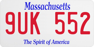 MA license plate 9UK552