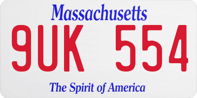 MA license plate 9UK554