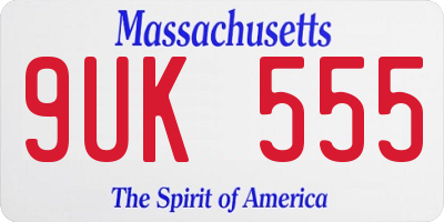 MA license plate 9UK555