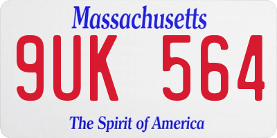 MA license plate 9UK564