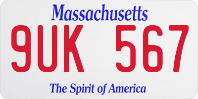 MA license plate 9UK567