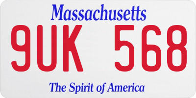 MA license plate 9UK568
