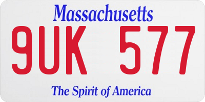 MA license plate 9UK577