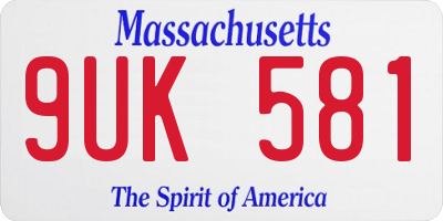 MA license plate 9UK581