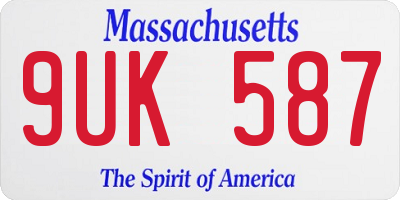 MA license plate 9UK587