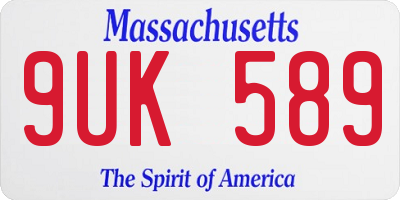 MA license plate 9UK589