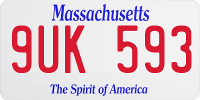 MA license plate 9UK593