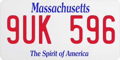 MA license plate 9UK596