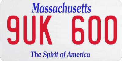 MA license plate 9UK600