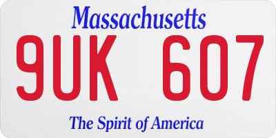 MA license plate 9UK607