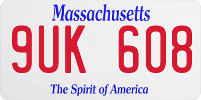 MA license plate 9UK608