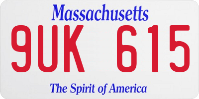 MA license plate 9UK615