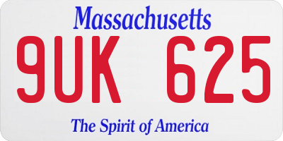 MA license plate 9UK625