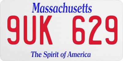 MA license plate 9UK629