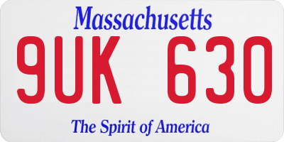 MA license plate 9UK630
