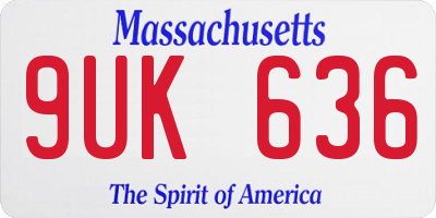 MA license plate 9UK636