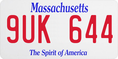 MA license plate 9UK644