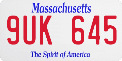 MA license plate 9UK645