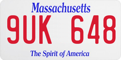 MA license plate 9UK648