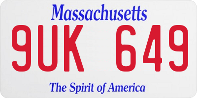 MA license plate 9UK649